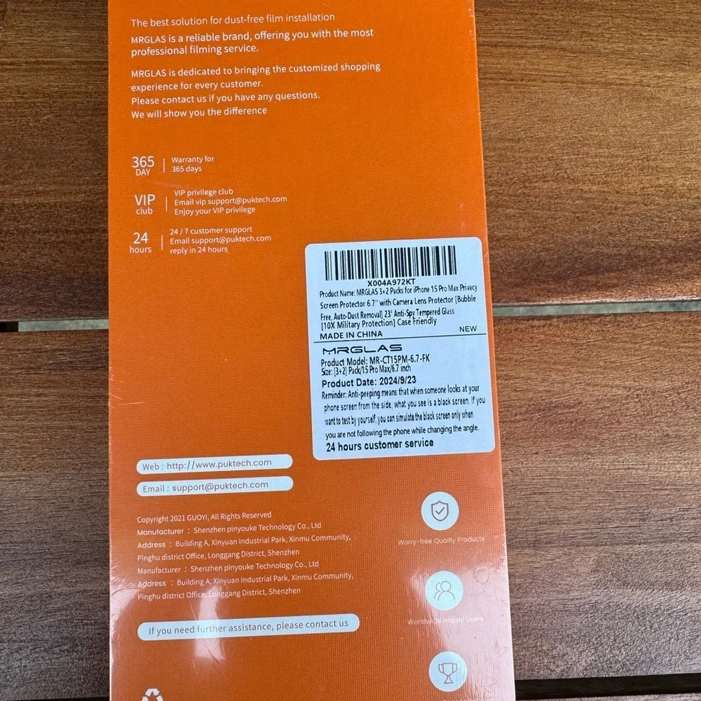 ☀️☀️MRGLAS Dust-Free Installation Screen Protector For iPhone 15pro Max